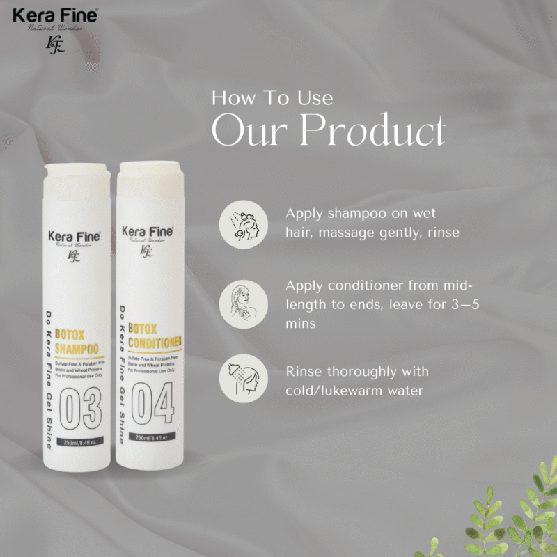 KERA FINE BOTOX HAIR SHAMPOO & CONDITIONER COMBO 250ML+250ML - Image 5