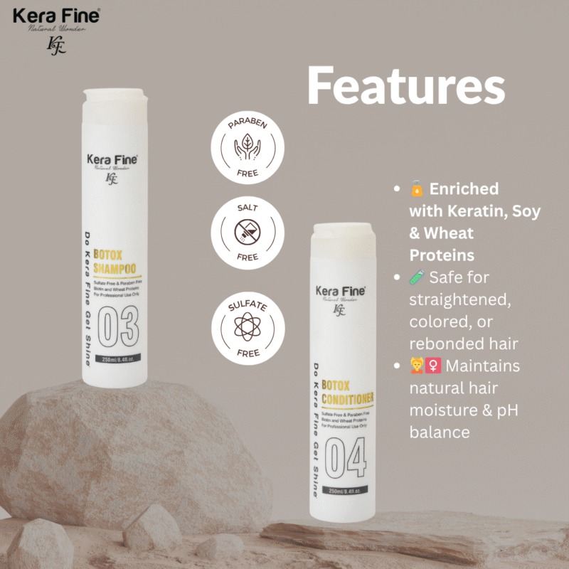 KERA FINE BOTOX HAIR SHAMPOO & CONDITIONER COMBO 250ML+250ML - Image 3