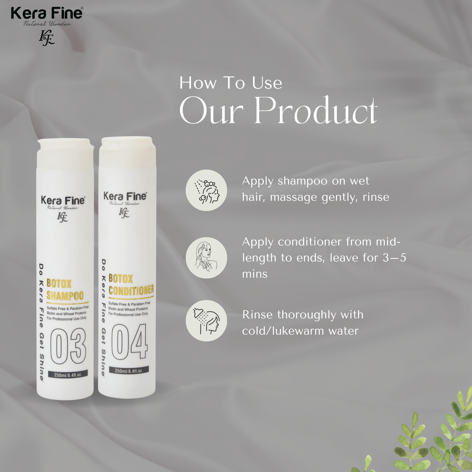 Kerafine Botox Hair Shampoo and Conditioner and Hair Serum