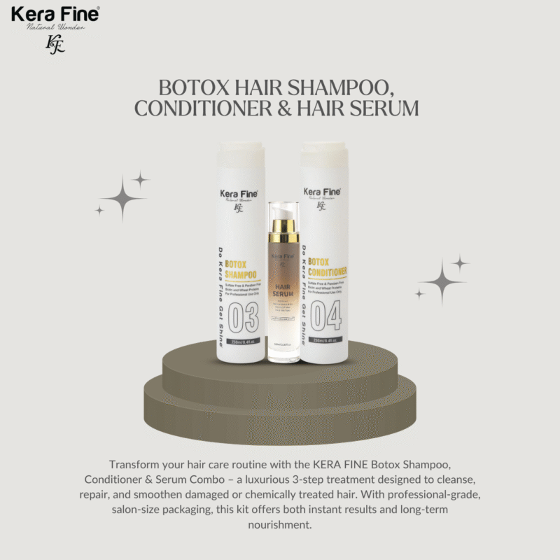 KERA FINE BOTOX HAIR SHAMPOO,CONDITIONER & (HAIR SERUM FREE) , 250ML+250ML+50ML - Image 2