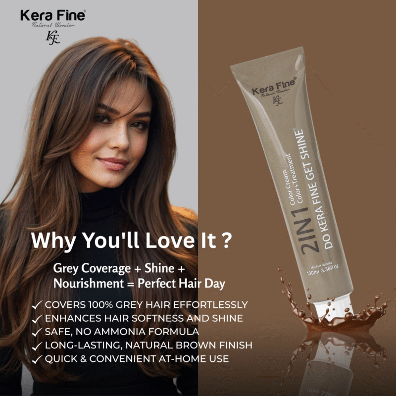 KERA FINE  2 IN 1 COLOR CREAM & TREATMENT SHADE - 3 DARK BROWN - Image 3