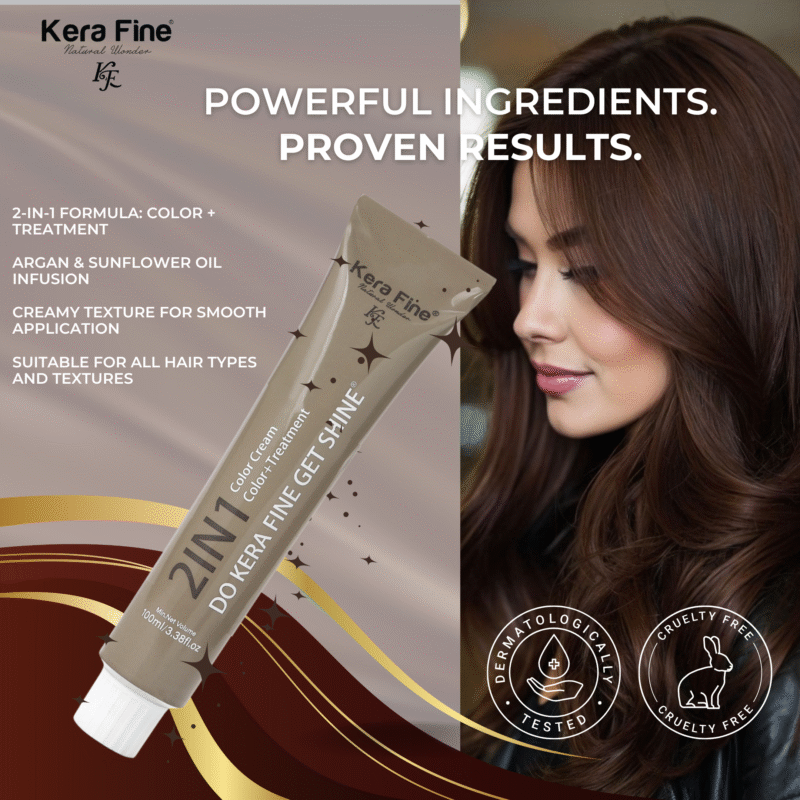 KERA FINE  2 IN 1 COLOR CREAM & TREATMENT SHADE - 3 DARK BROWN - Image 4