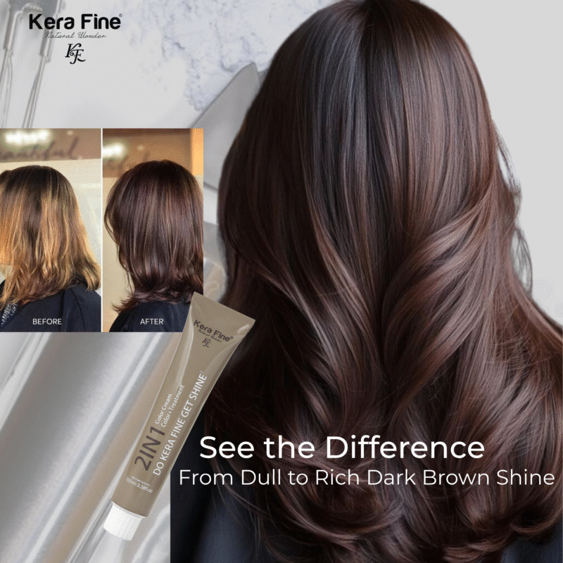 KERA FINE  2 IN 1 COLOR CREAM & TREATMENT SHADE - 3 DARK BROWN - Image 5