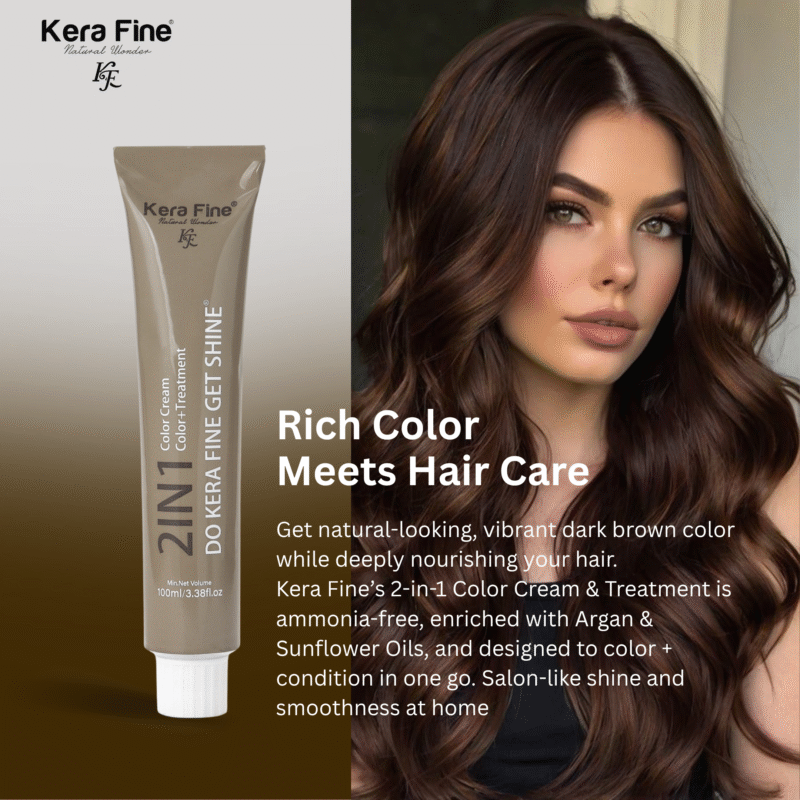 KERA FINE  2 IN 1 COLOR CREAM & TREATMENT SHADE - 3 DARK BROWN - Image 2