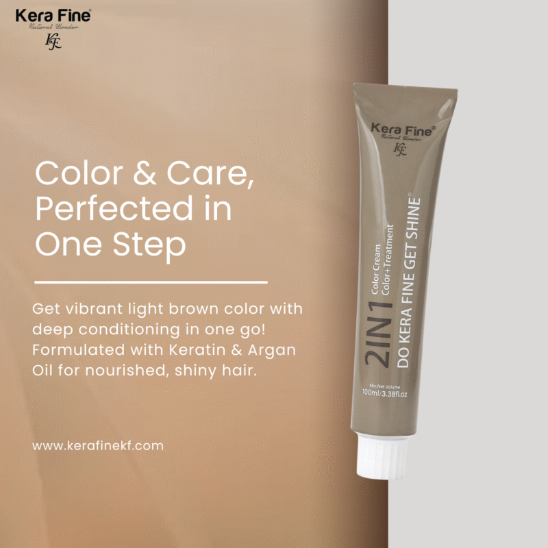 KERA FINE  2 IN 1 COLOR CREAM & TREATMENT SHADE - 5 LIGHT BROWN - Image 2
