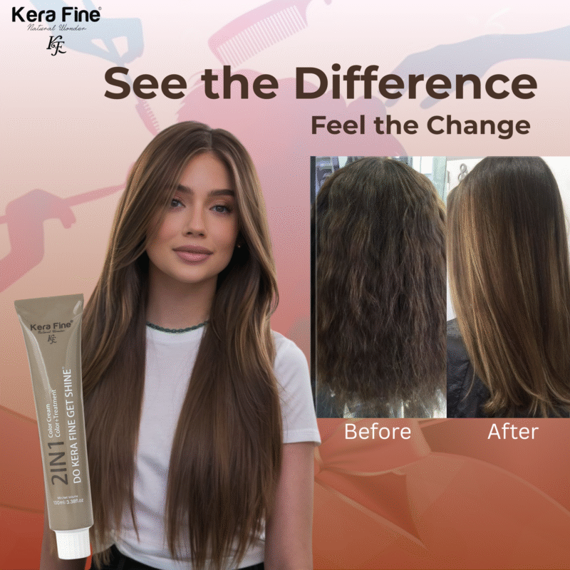 KERA FINE  2 IN 1 COLOR CREAM & TREATMENT SHADE - 4 MEDIUM BROWN - Image 5