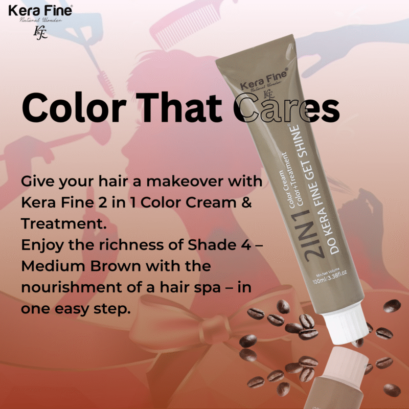 KERA FINE  2 IN 1 COLOR CREAM & TREATMENT SHADE - 4 MEDIUM BROWN - Image 2